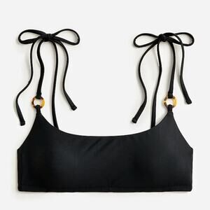 NEW J. Crew O-ring Tie-Shoulder Bikini Top in Black Women's 3X $72 BF175